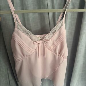 Elegant Pink Lace Trim Camisole
